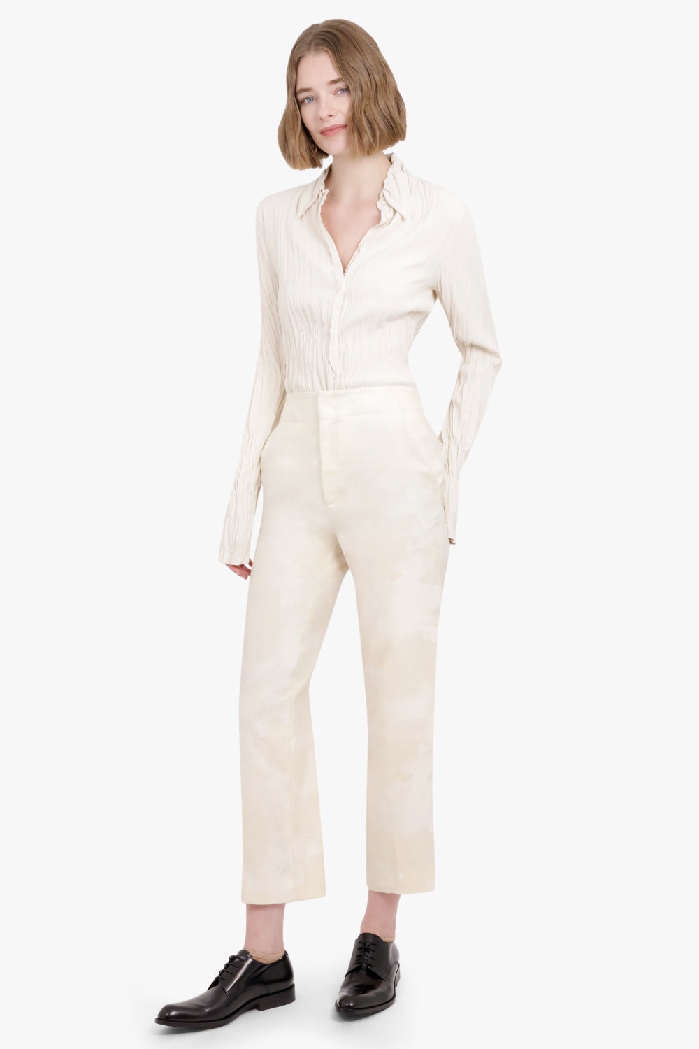 MAISIE PLISSE SHIRT | CREAM - 2