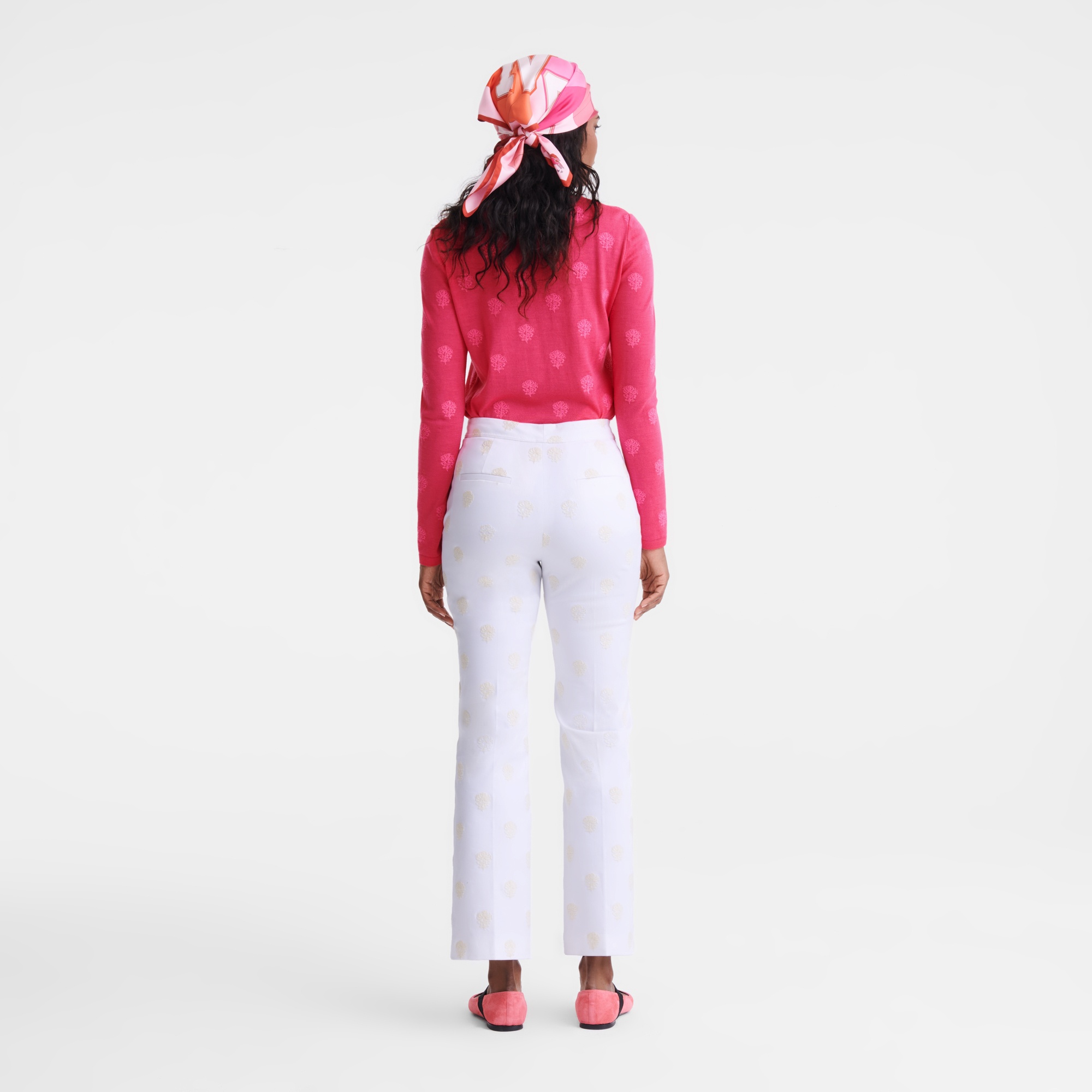 Round neck sweater Pink - Embroidered knit - 3