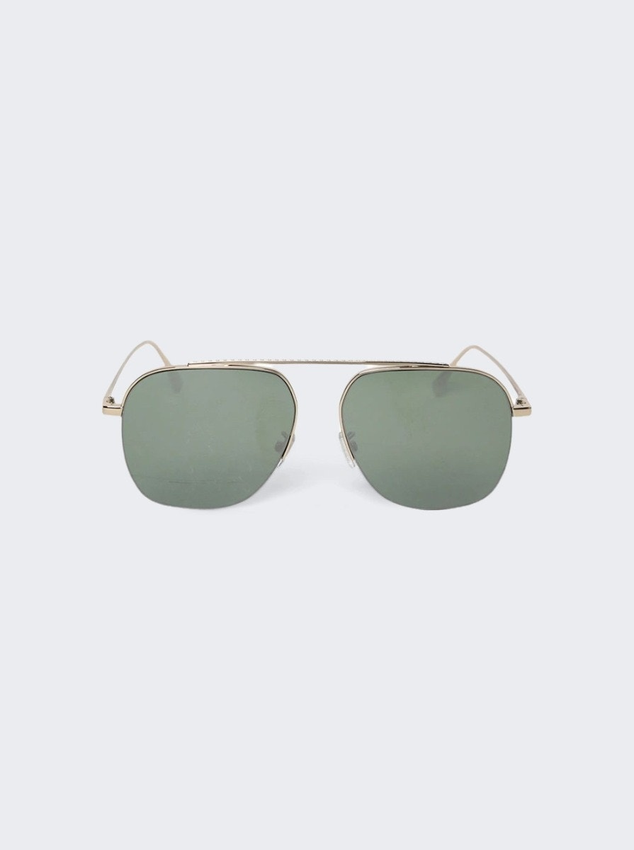 Gold With Green Mirror Sunglasses - 4