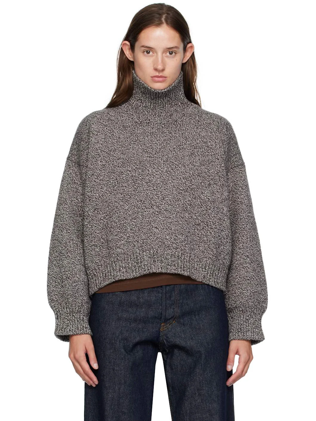 Brown Caragh Chunky Crop Turtleneck - 1