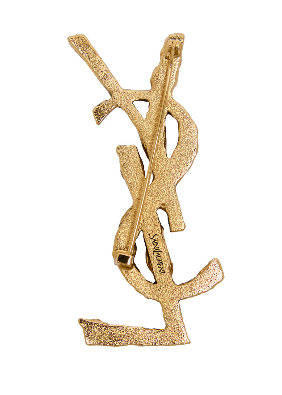 Saint Laurent Cassandre Stone-embellished Brooch - 3