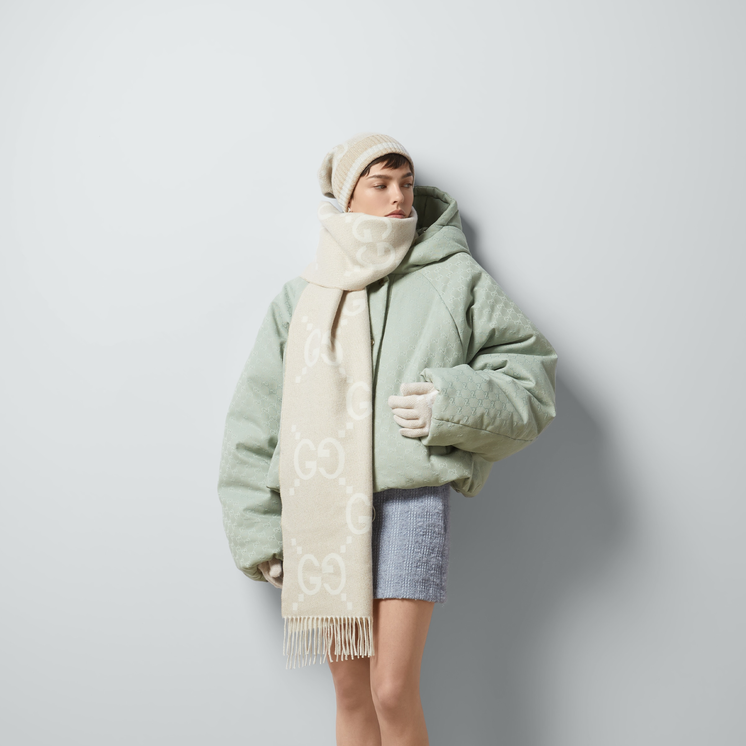 GG cashmere lamé jacquard scarf - 3