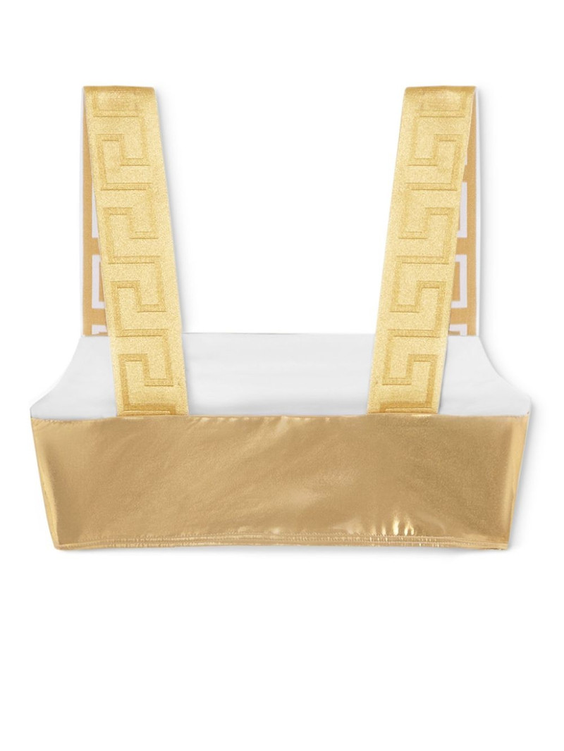 VERSACE Greca Border metallic bikini top outlook