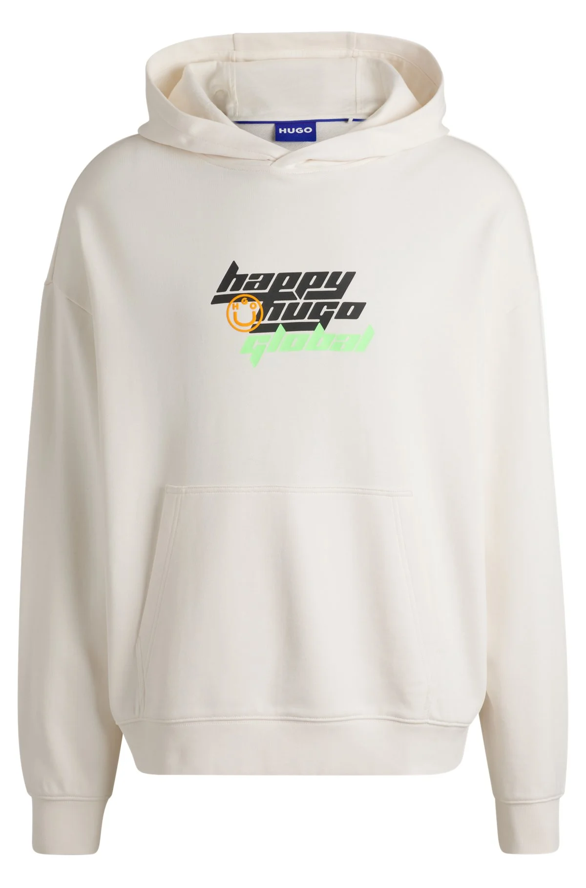 OVERSIZE-FIT COTTON-TERRY HOODIE WITH HAPPY HUGO LOGO - 1
