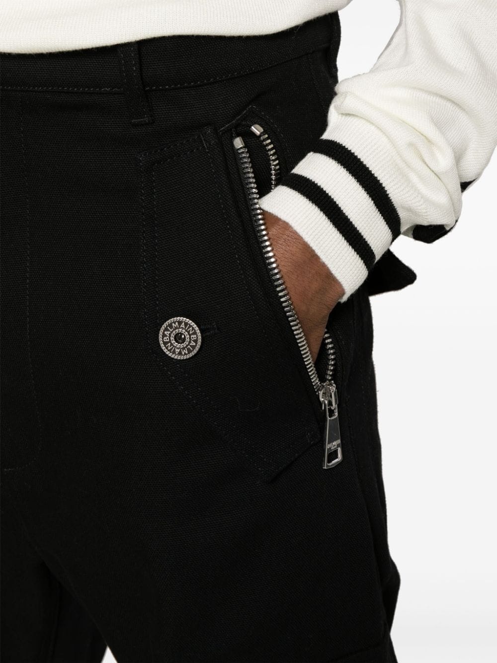 straight-leg canvas cargo trousers - 4