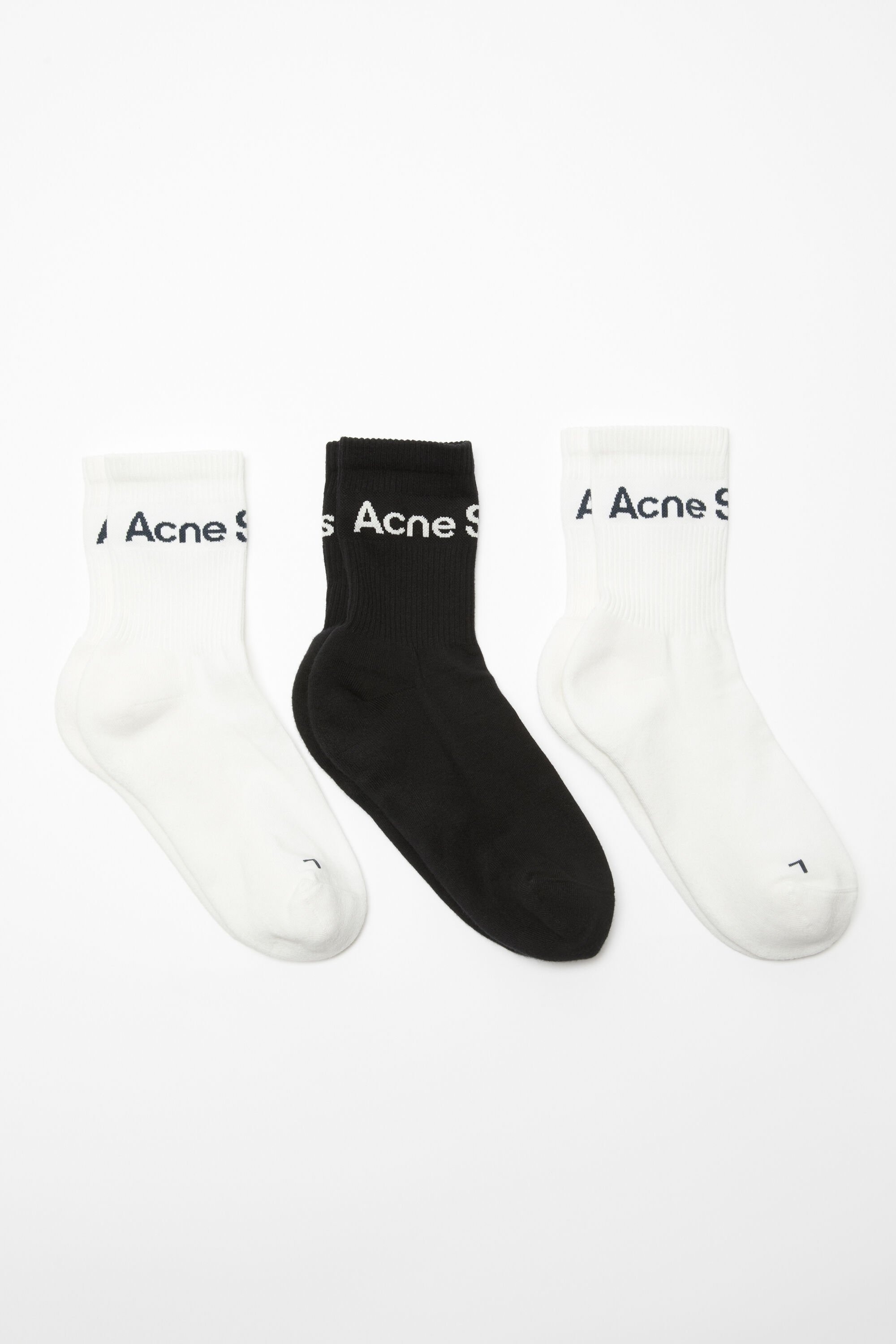 Cotton logo socks - 3 pack - White/white/black - 1