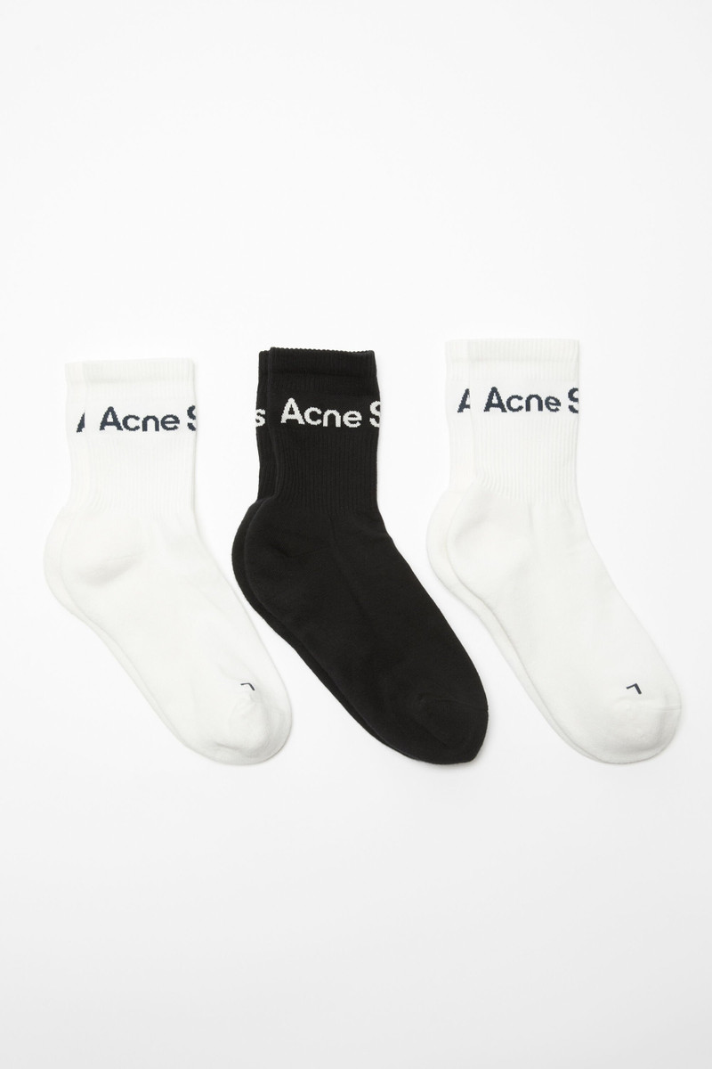 Cotton logo socks - 3 pack - White/white/black 1