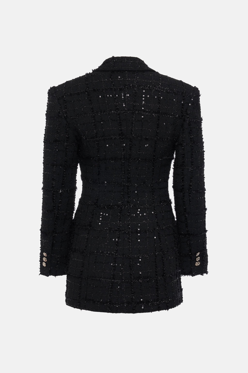 SEQUIN CHECKED TWEED DOUBLE BREASTED JACKET - 2