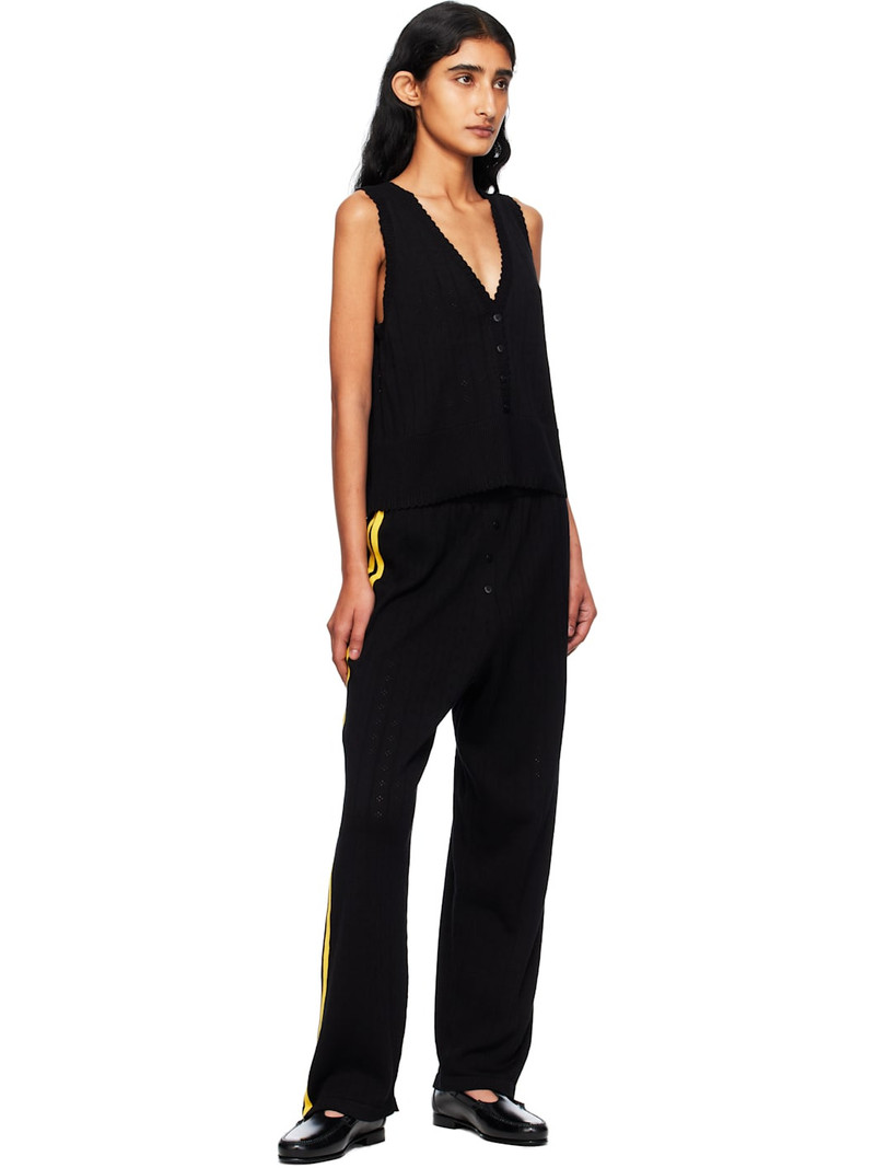 CORDERA Black Organic Cotton Pointelle Trousers outlook