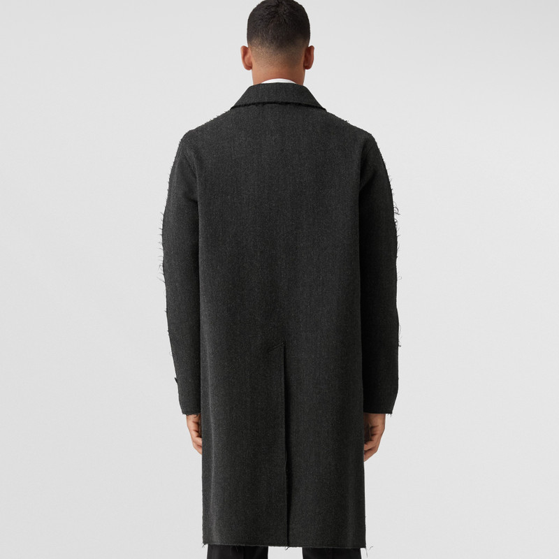 Raw-edged Herringbone Wool Blend Car Coat 3