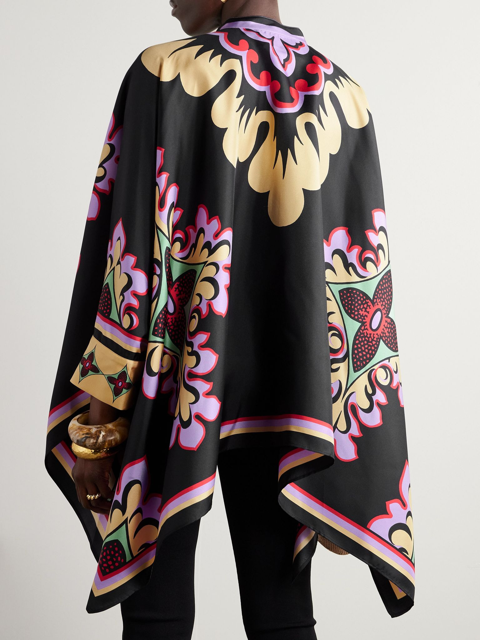Printed silk-twill shirt Black - 3