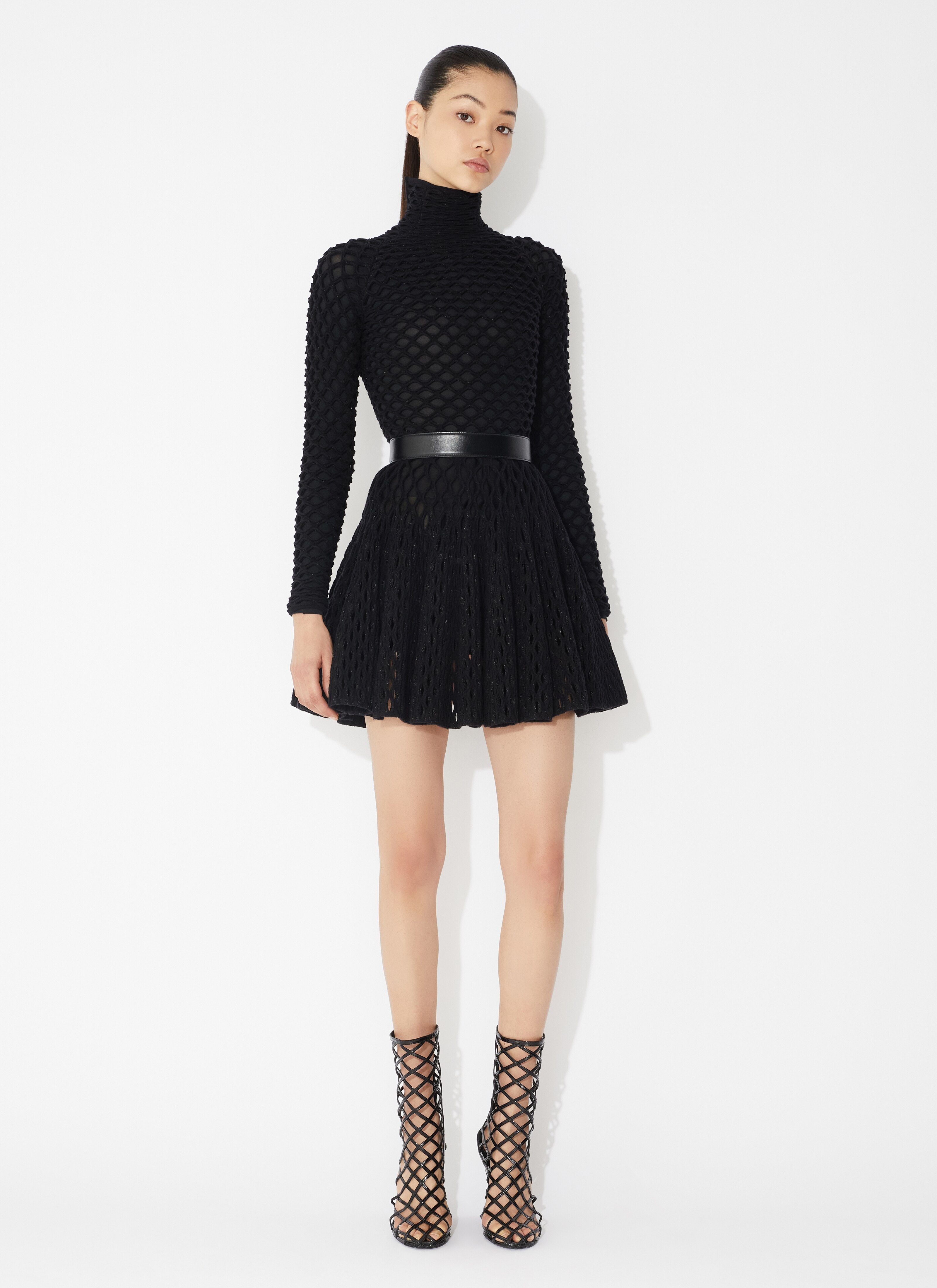 CAGE KNIT SKATER SKIRT - 2