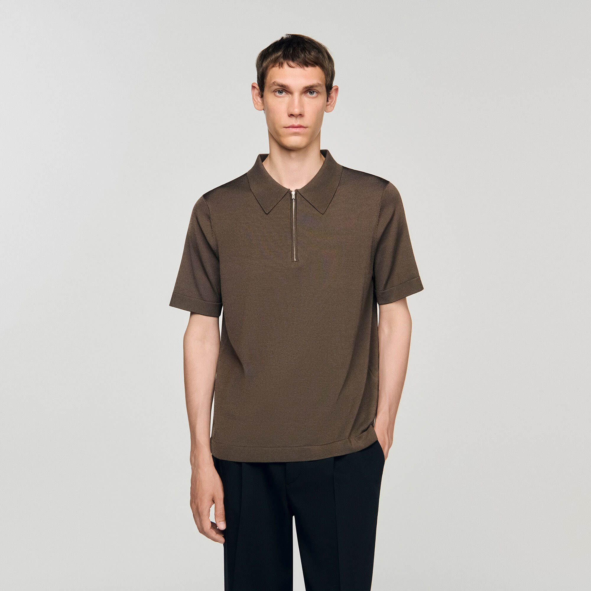 KNITTED POLO SHIRT WITH ZIP COLLAR - 5