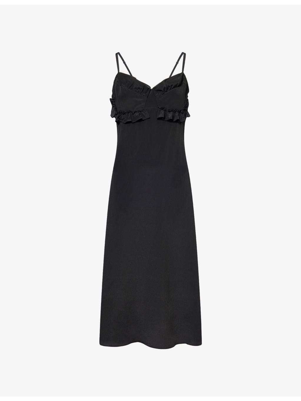 Ruffled Shoulder-Straps Woven Midi Dress - 1