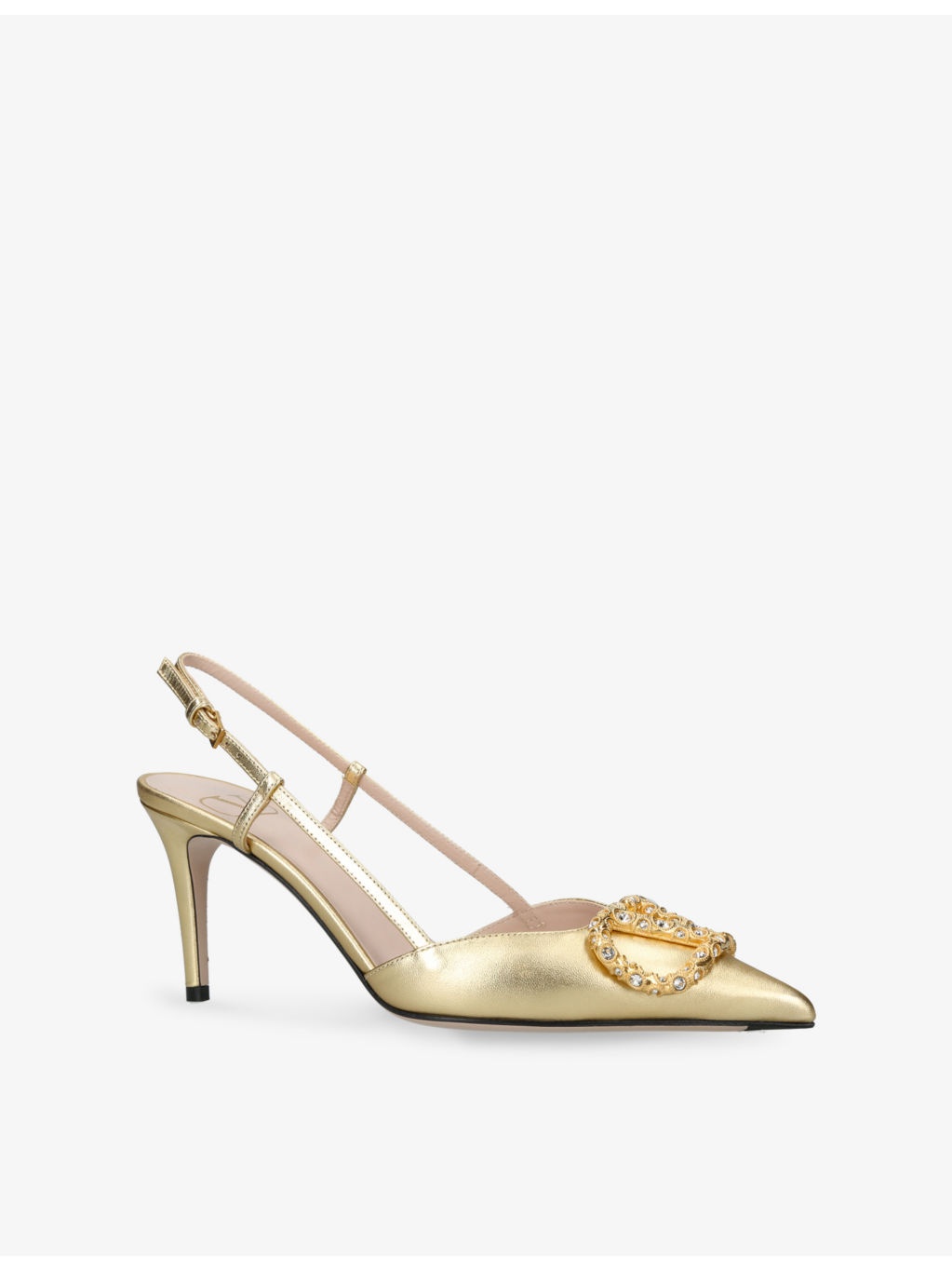 VLogo 80 crystal-embellished leather slingback courts - 3
