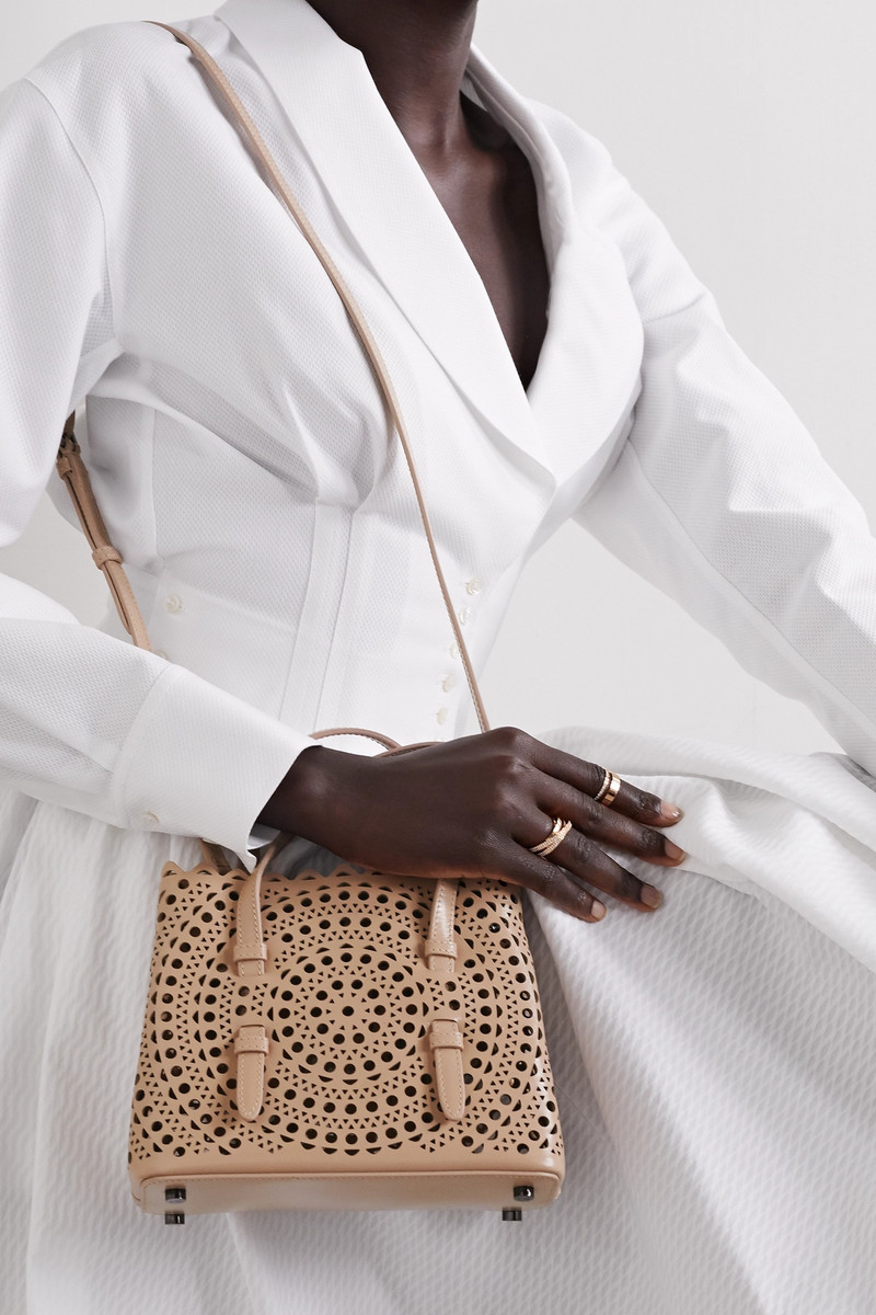 Mina 20 laser-cut leather tote 7