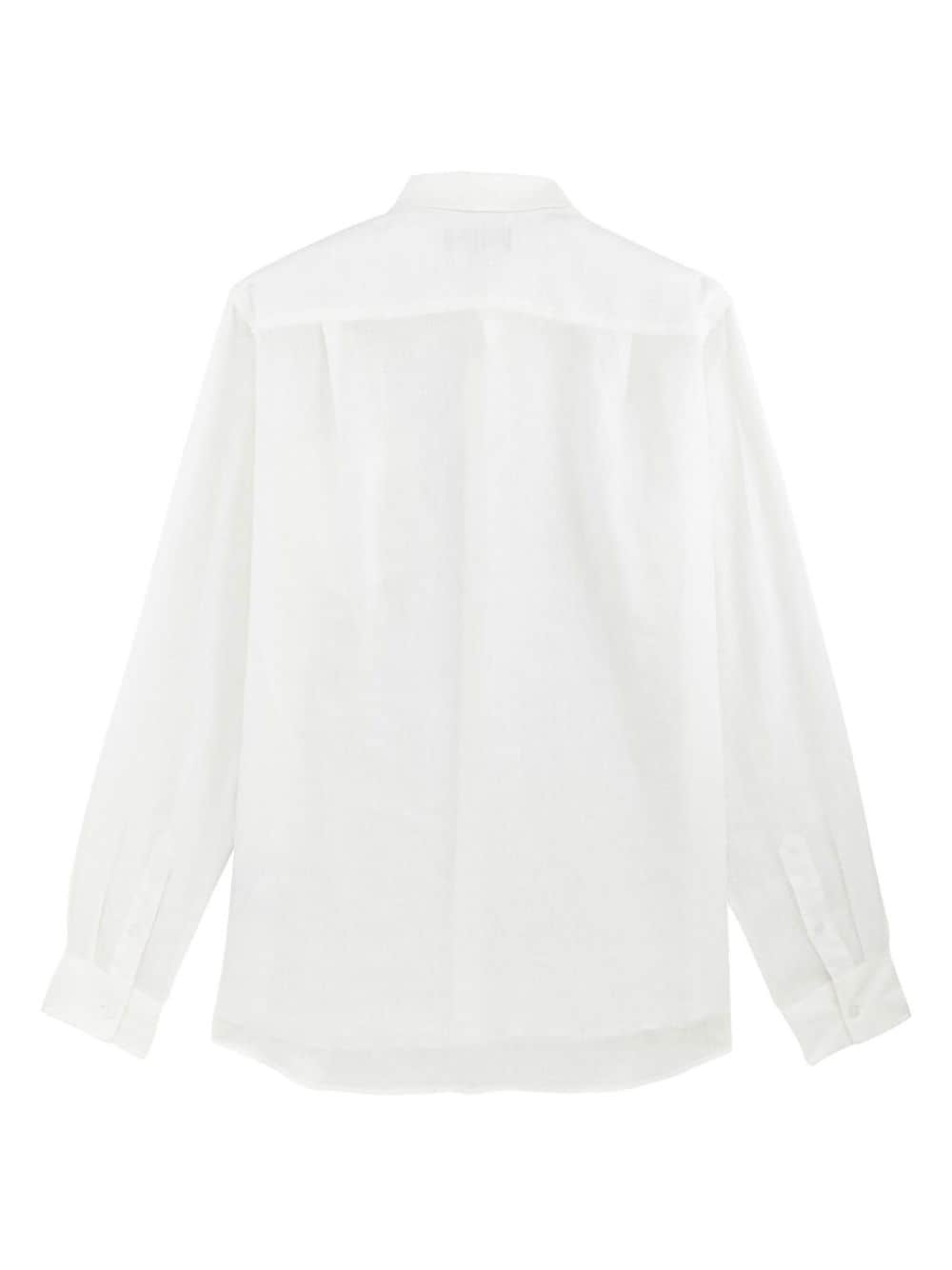 logo-embroidered linen shirt - 2