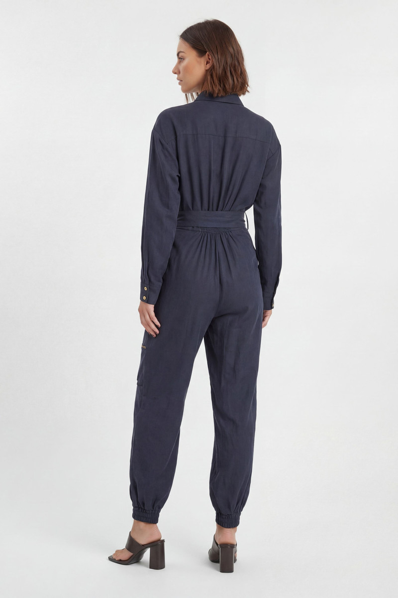KAREN MILLEN Cupro Utility Twill Woven Jumpsuit outlook