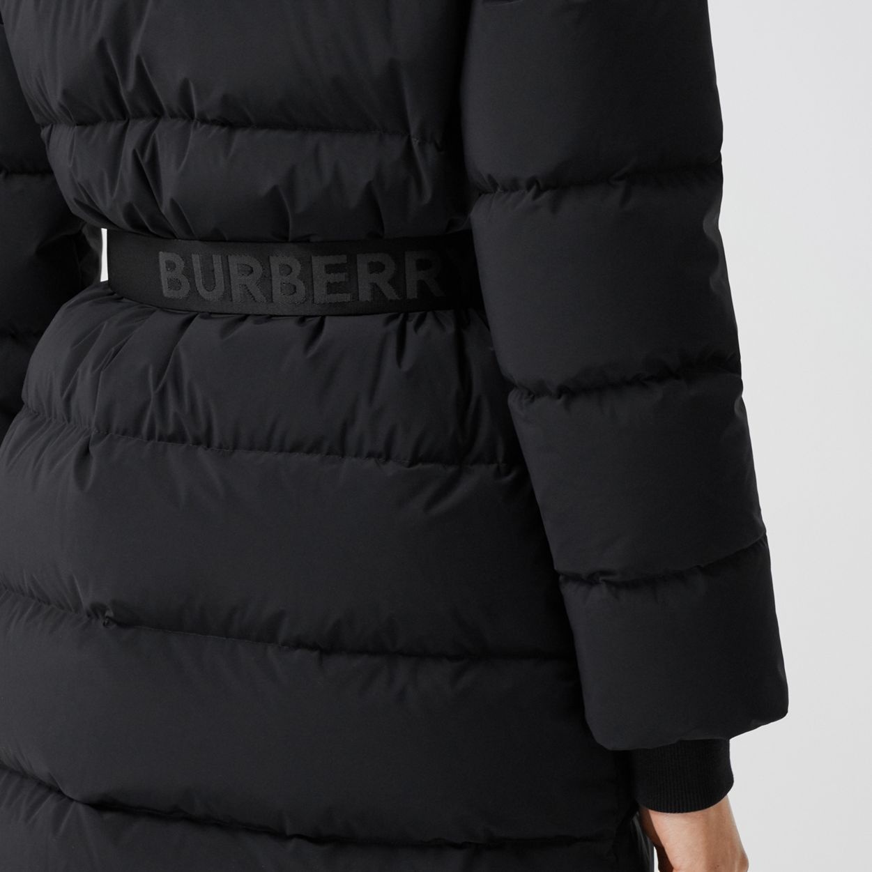 Detachable Hood Belted Puffer Coat - 5