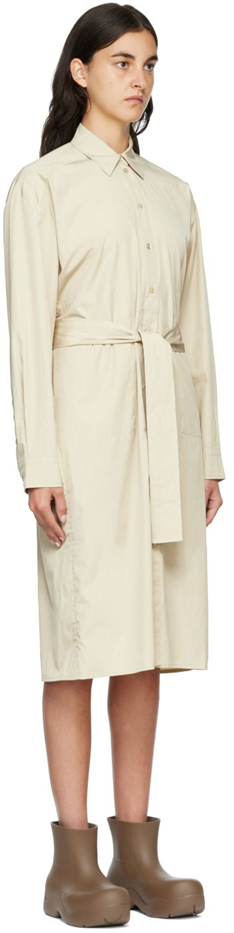 ARCH THE Beige Two-Way Twisted Midi Dress outlook