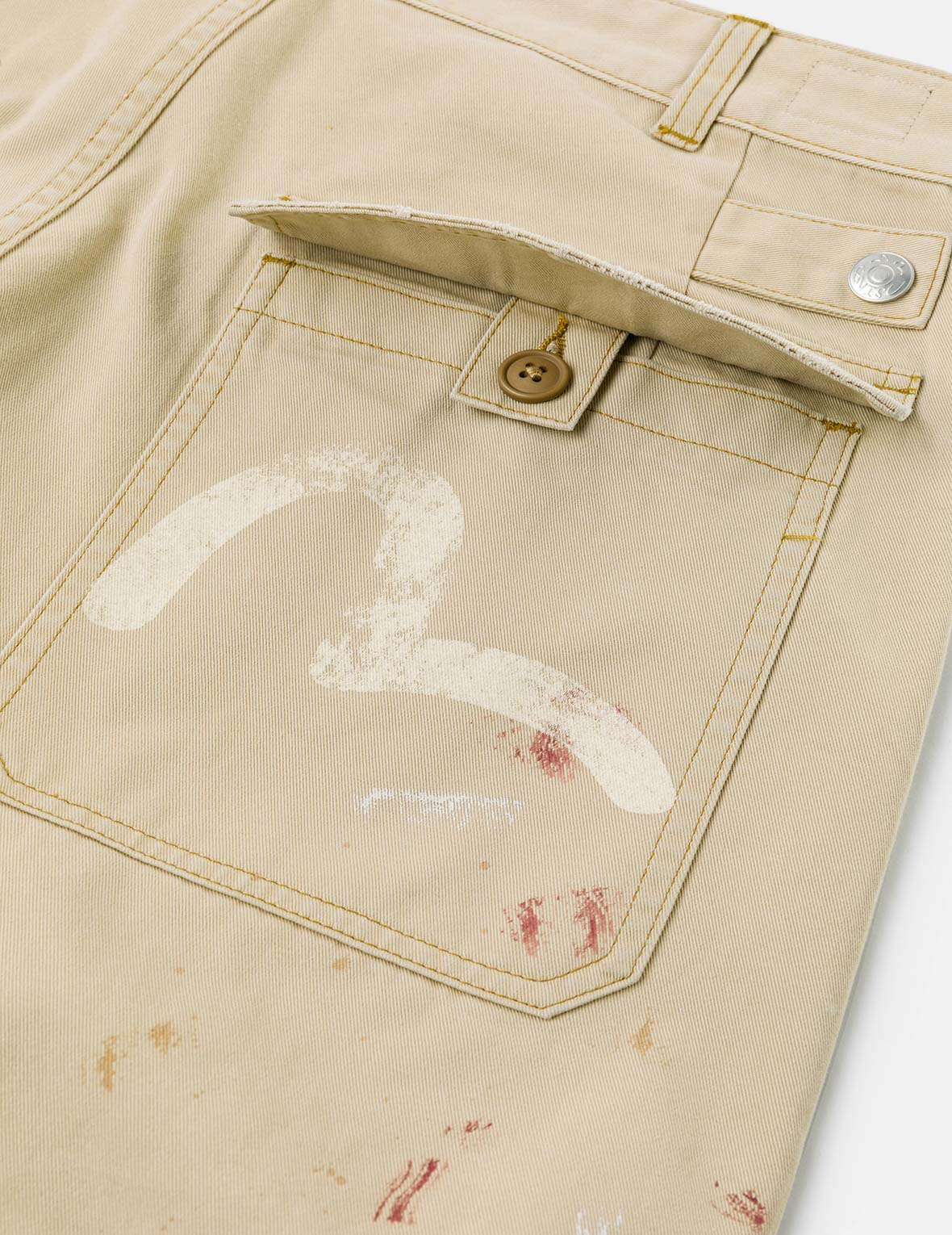 Hand-Painted Seagull and Splash-ink Print Relax Fit Flight Pants - 7