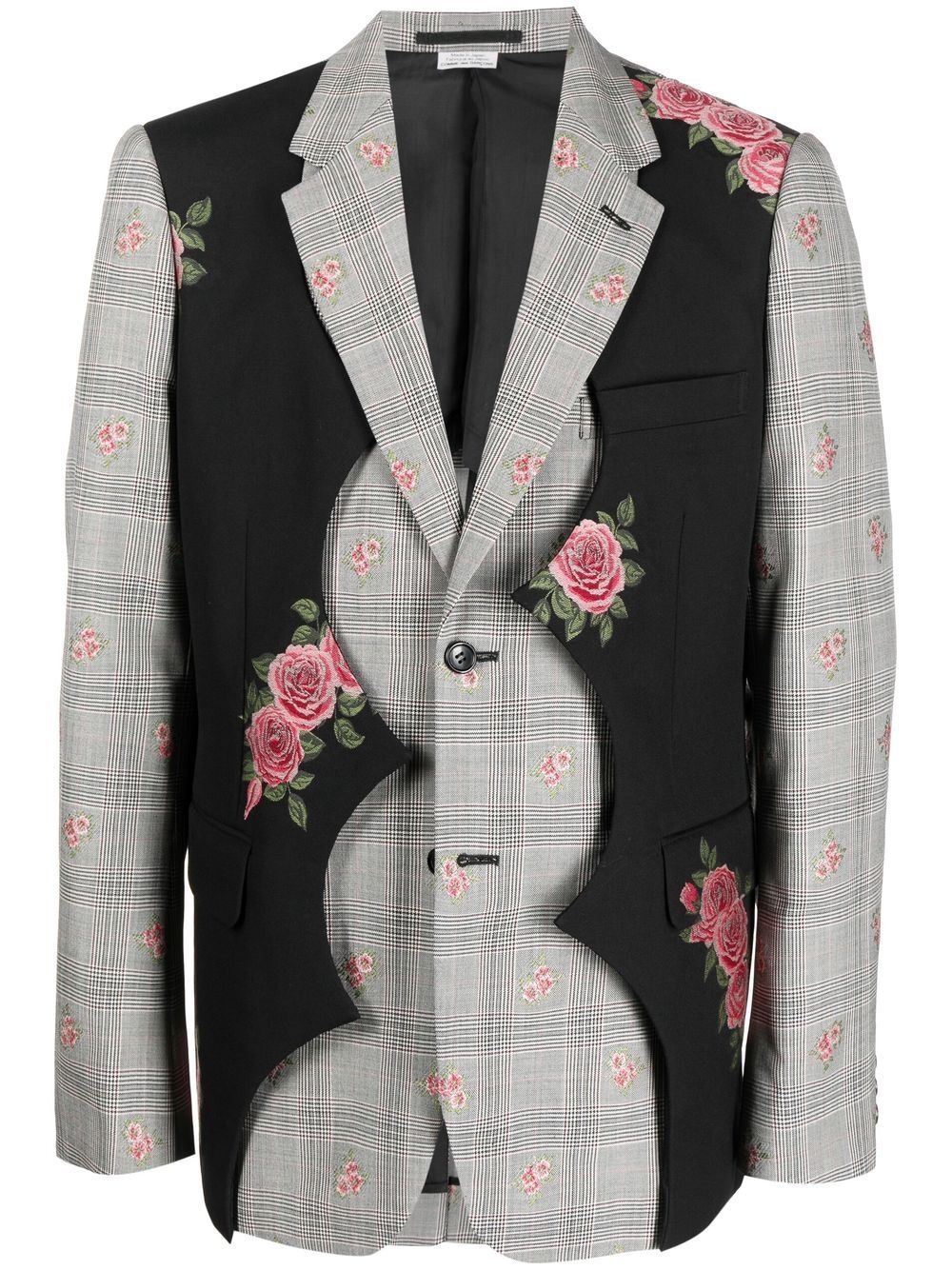 multi-panel floral-print blazer - 1