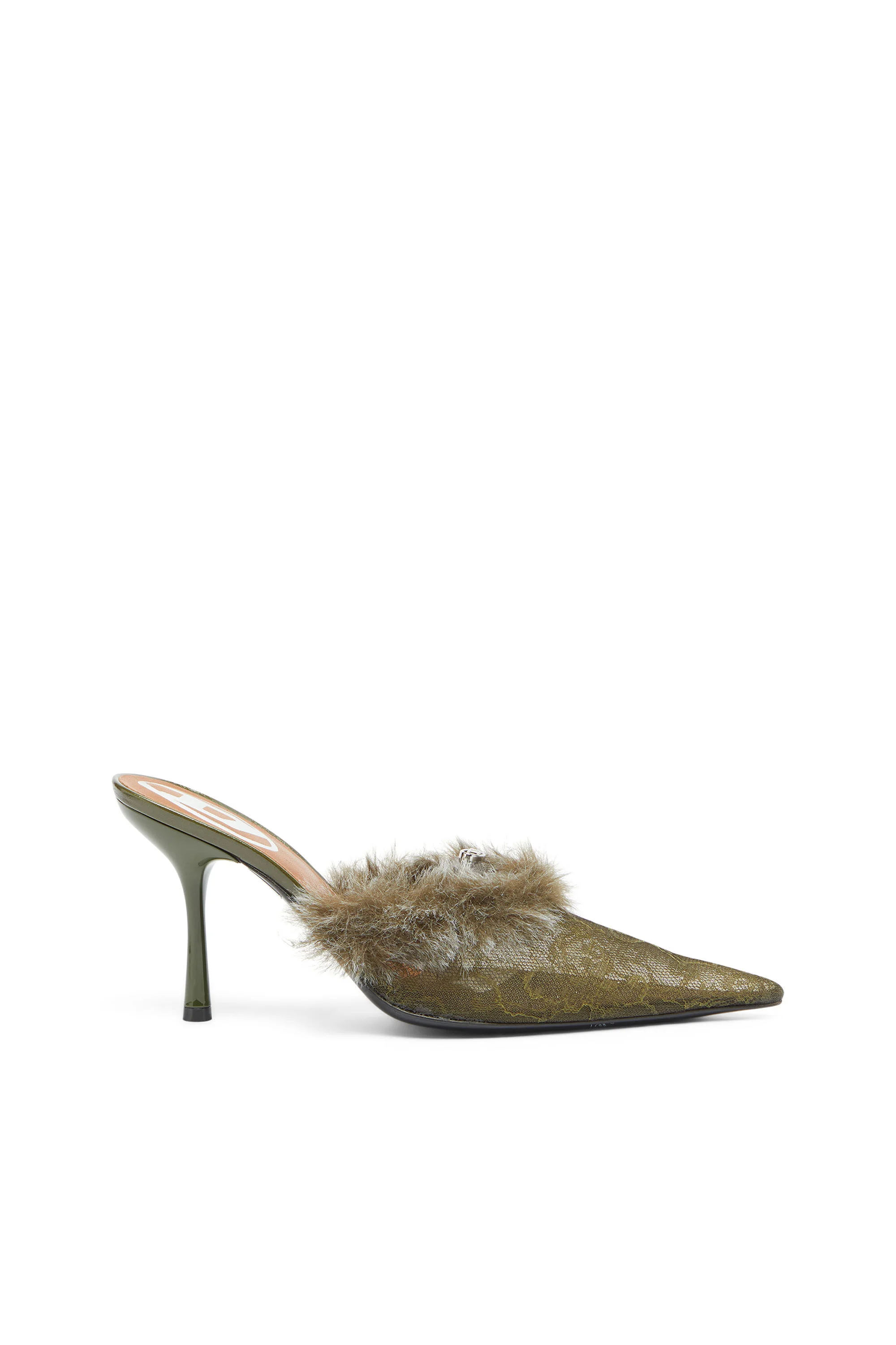 D-TEN&HALF - MULES IN NYLON WITH FUZZY TRIM - 1