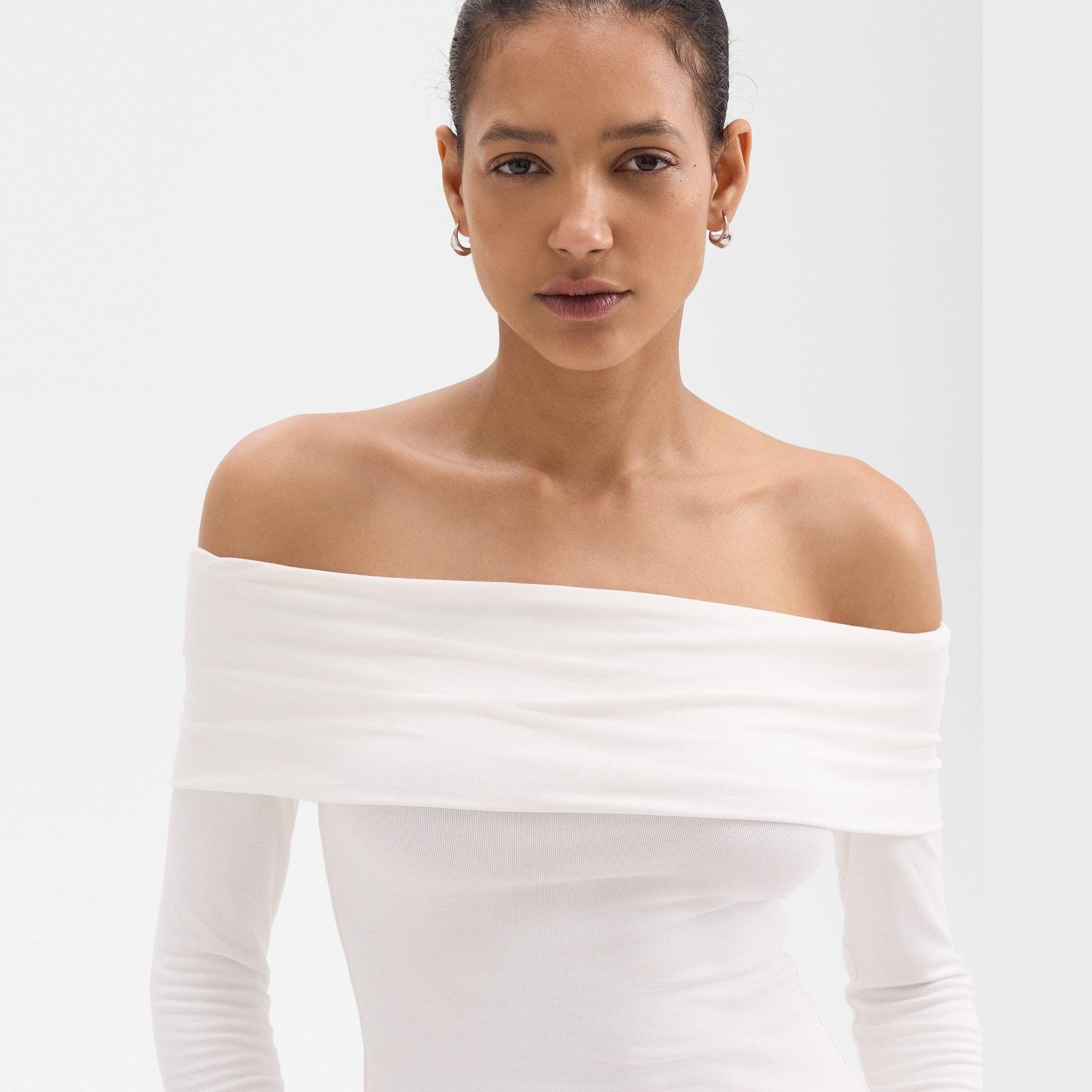 Off-the-Shoulder Top in Ribbed Viscose - 5