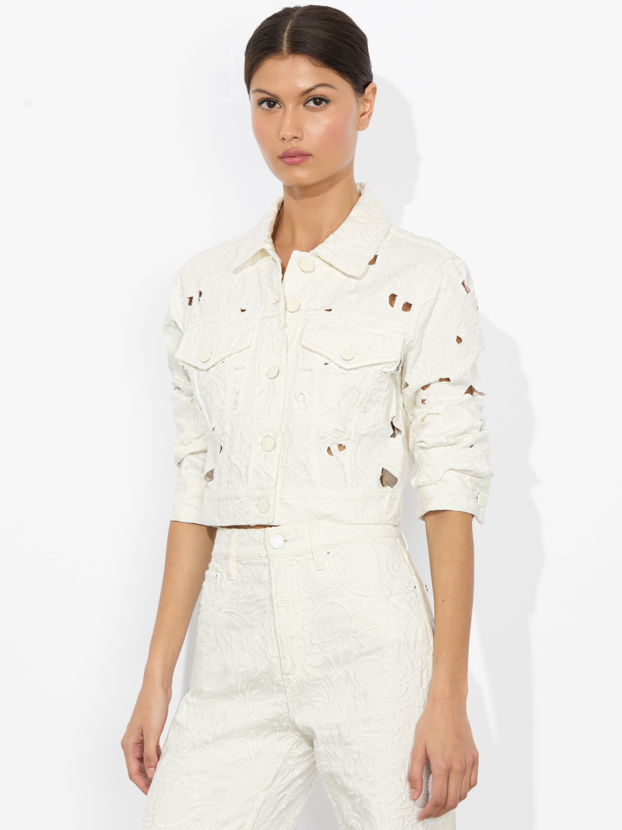 CHLOE EYELET DENIM JACKET - 2