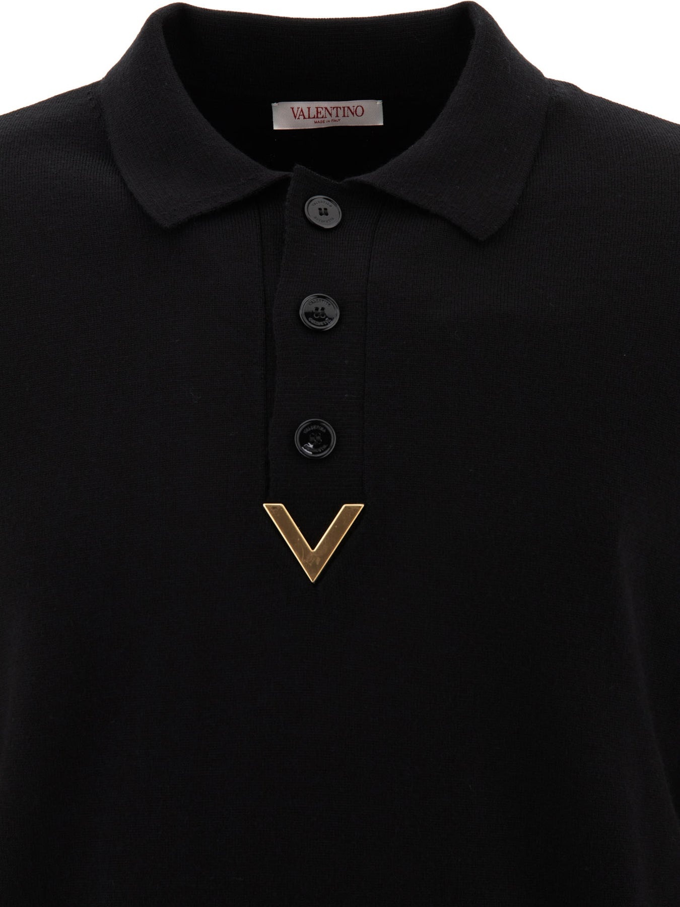 Polo Shirt With V Detail Polo Shirts Black - 3