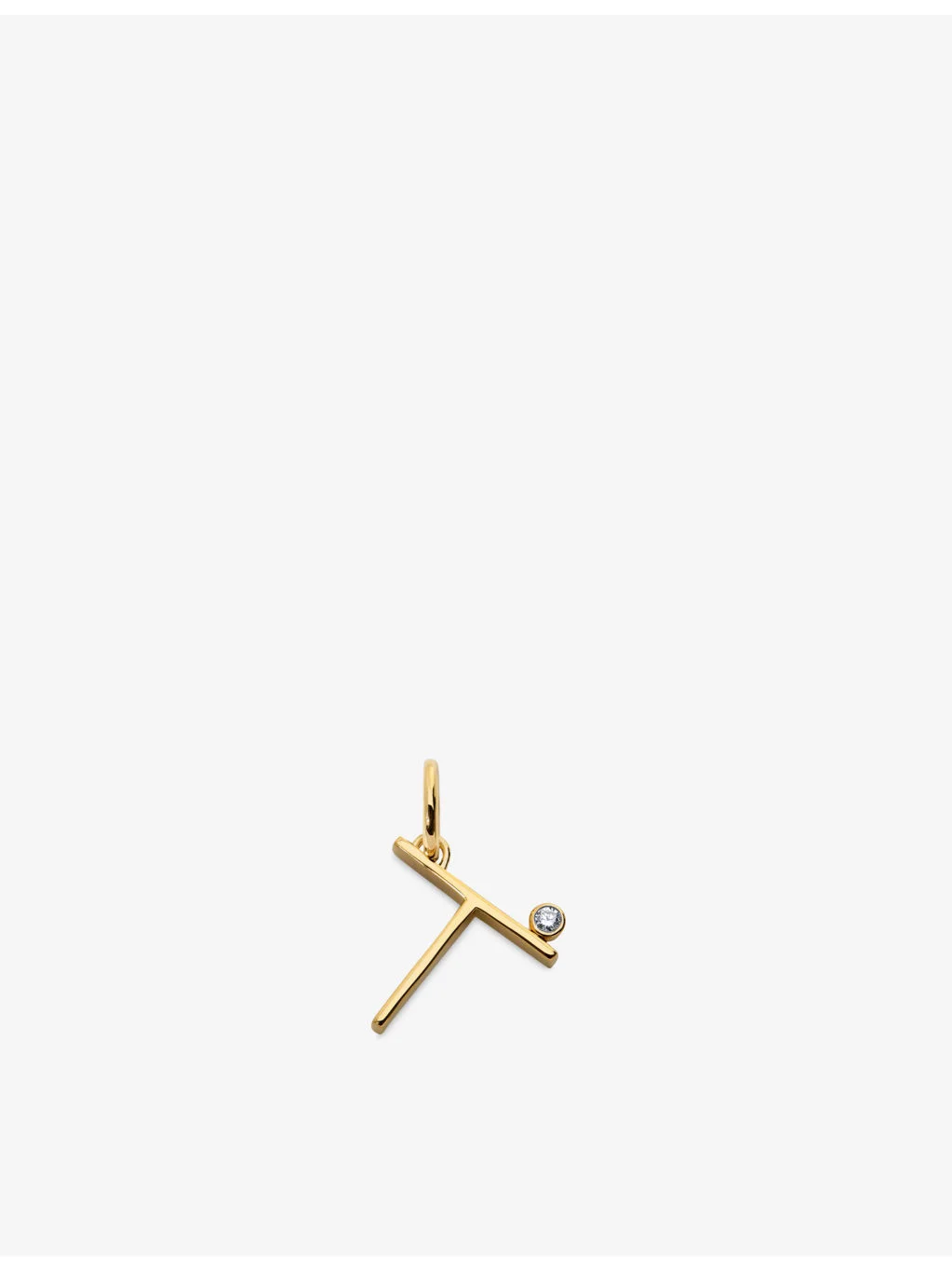 Solitaire Diamond Initial T 18ct Yellow-Gold Vermeil And 0.035ct Lab-Grown Diamond Pendant - 1