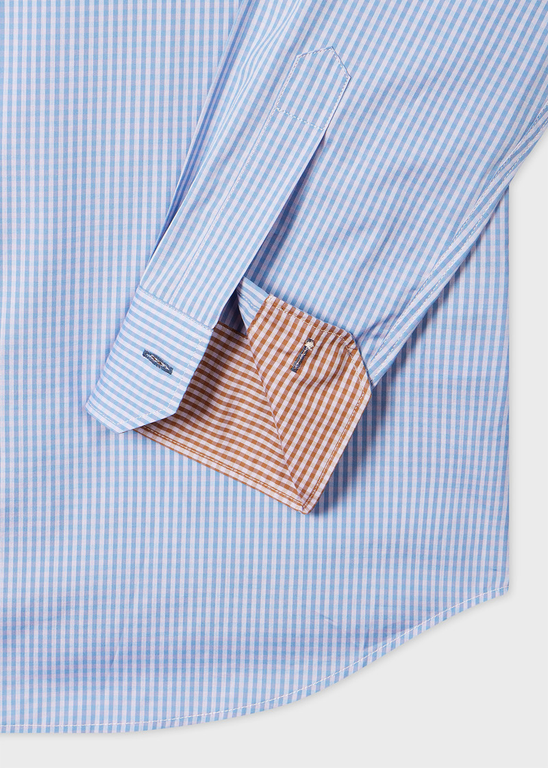 Paul Smith Tailored-Fit Blue and Lilac Gingham Shirt outlook