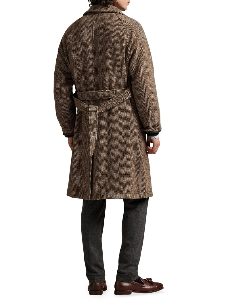 Men's Donegal Tweed Balmacaan Coat - Brown Tan Multi 3