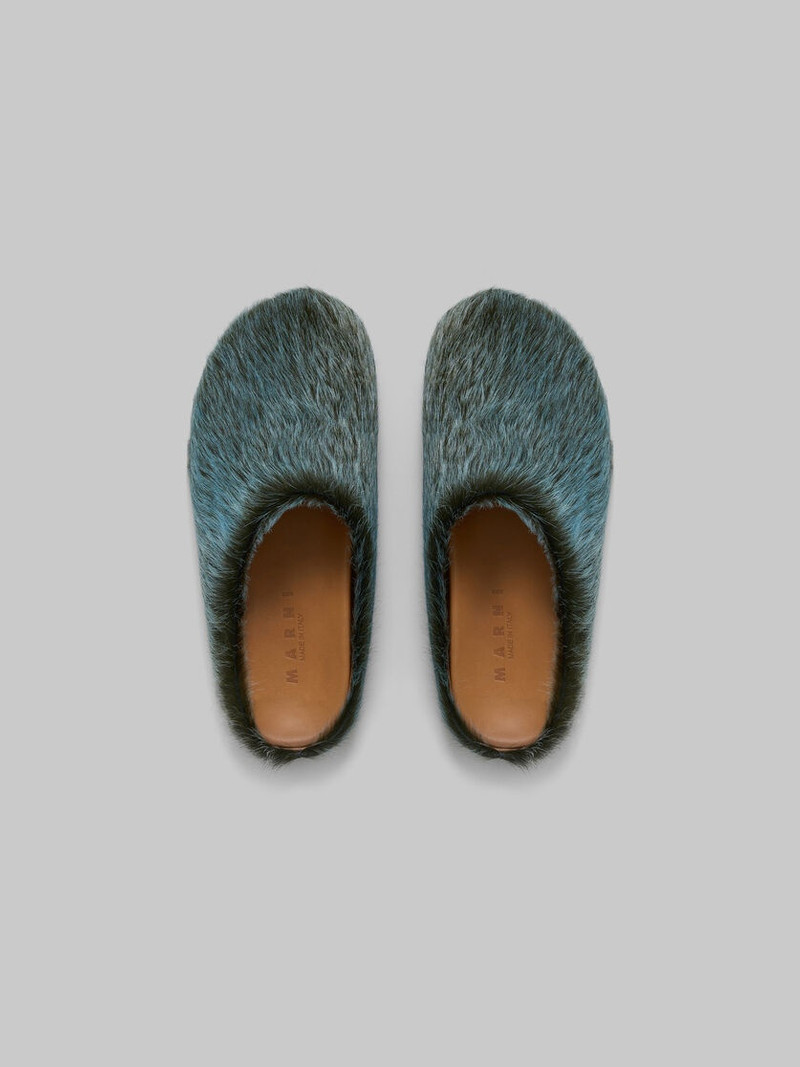 BLUE-GREY LONG HAIR CALFSKIN FUSSBETT SABOT 4