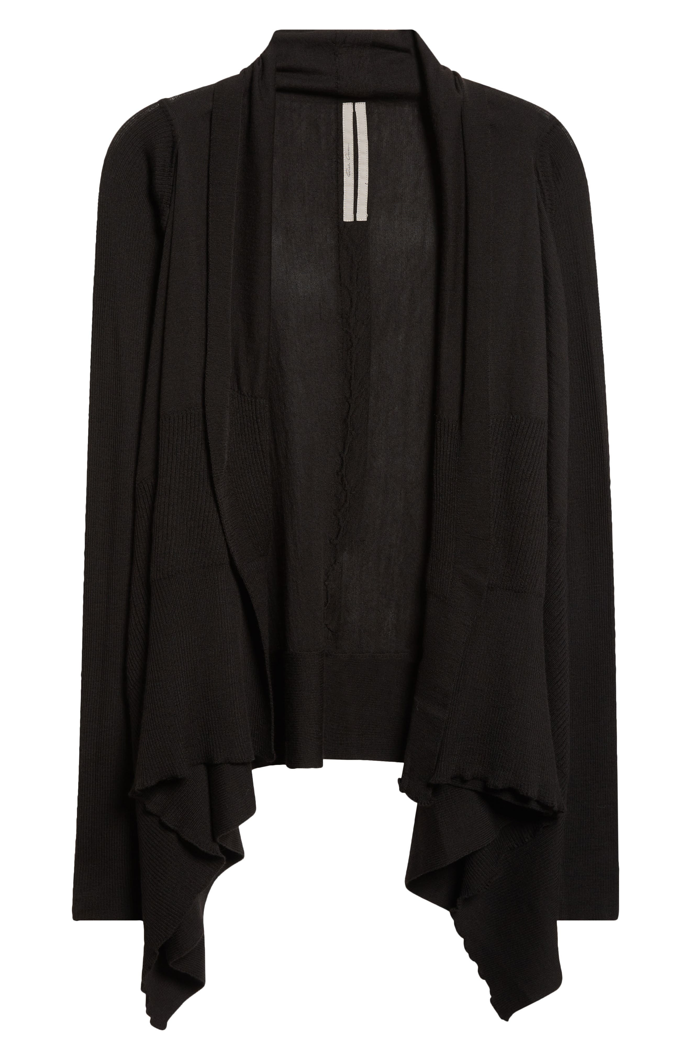 Rick Owens Open Front Virgin Wool Cardigan in Black at Nordstrom - 6