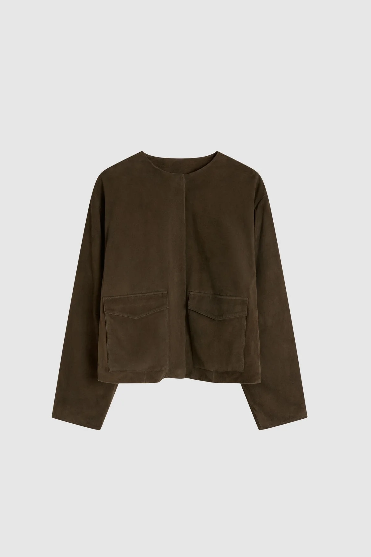 Suede Utility Cocoon Bomber - Khaki - 1