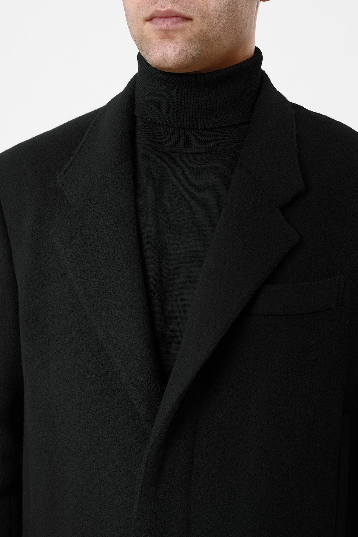 Slade Coat in Black Double-Face Recycled Cashmere - 4