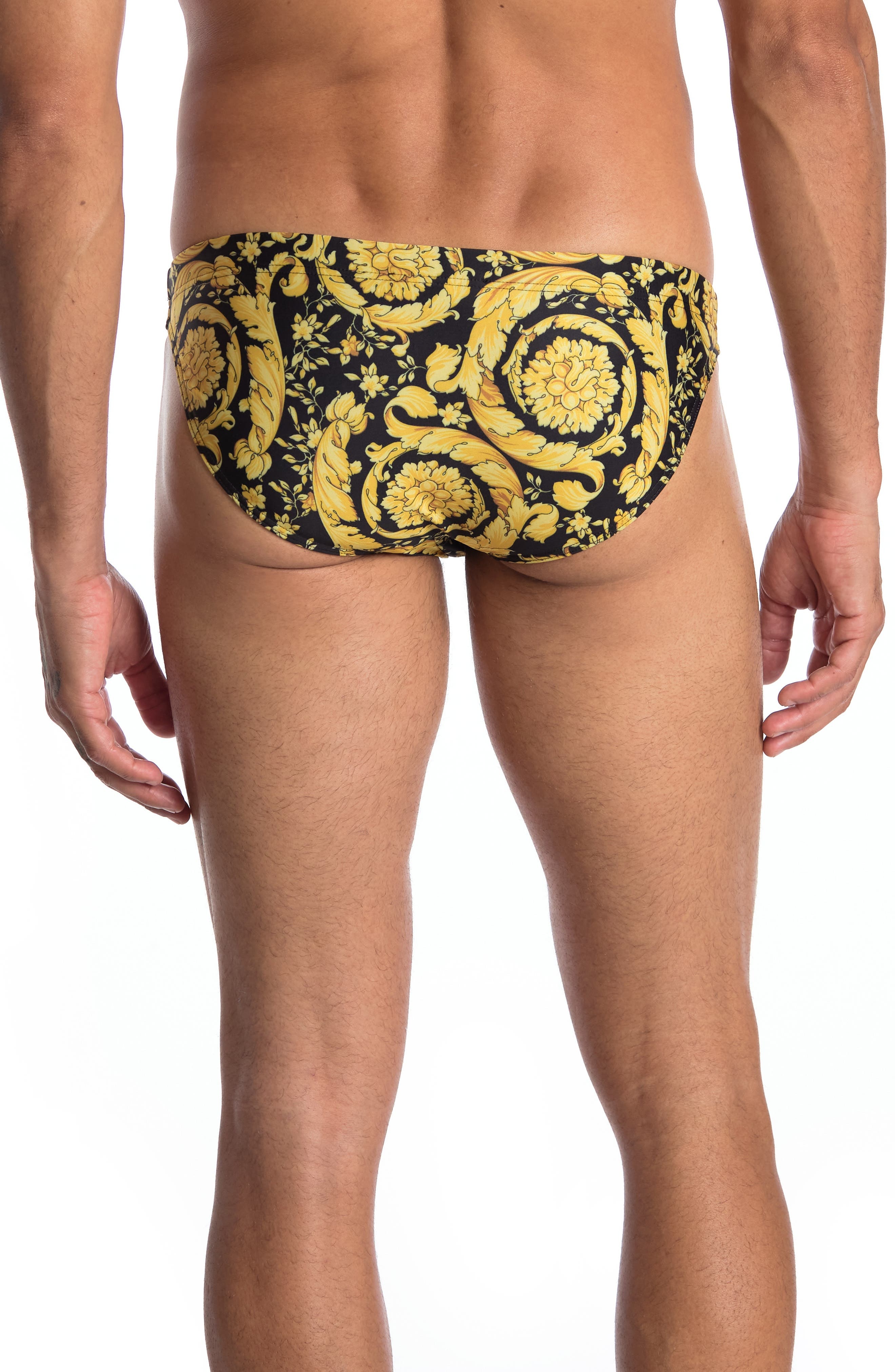 Versace Barocco Swim Briefs in Black/Gold at Nordstrom - 2