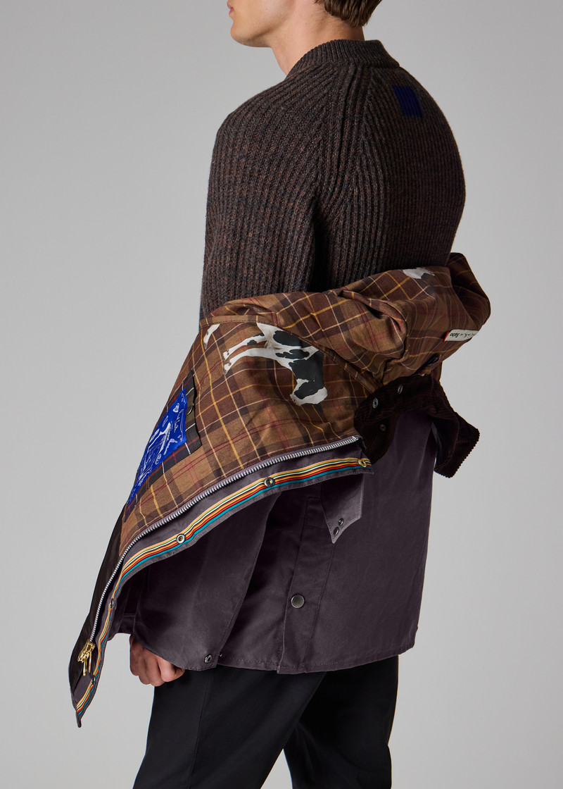 Paul Smith loves Barbour - Grey Lilac Oversized Bedale Wax Jacket 7