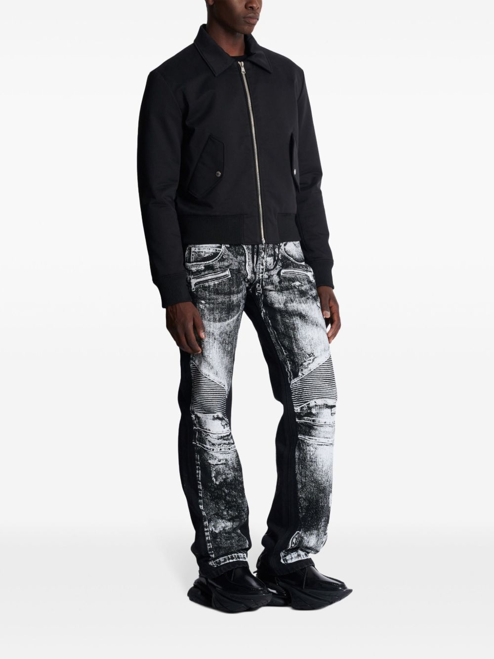 logo-embroidered bomber jacket - 3