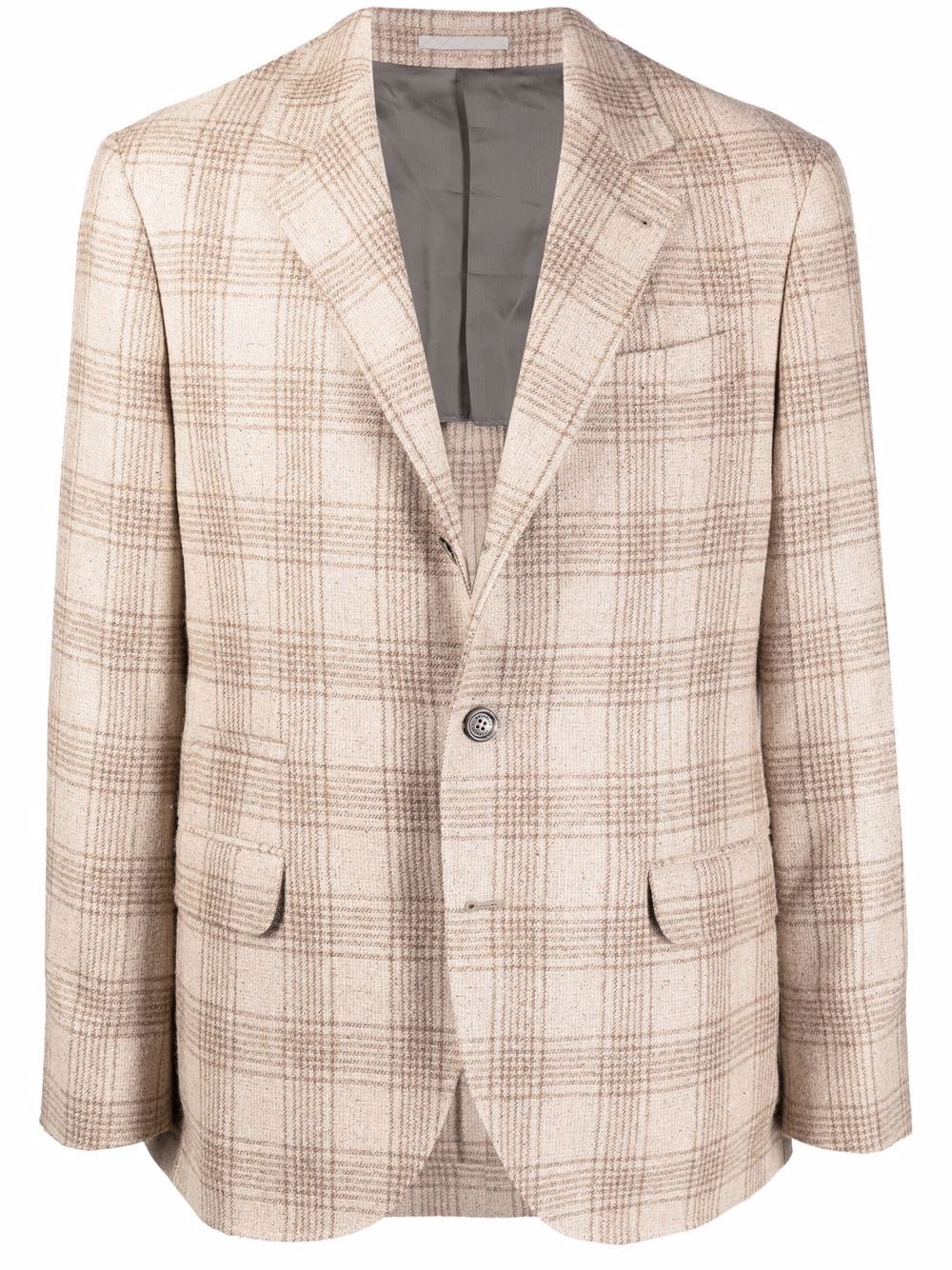 check-pattern single-breasted blazer - 1