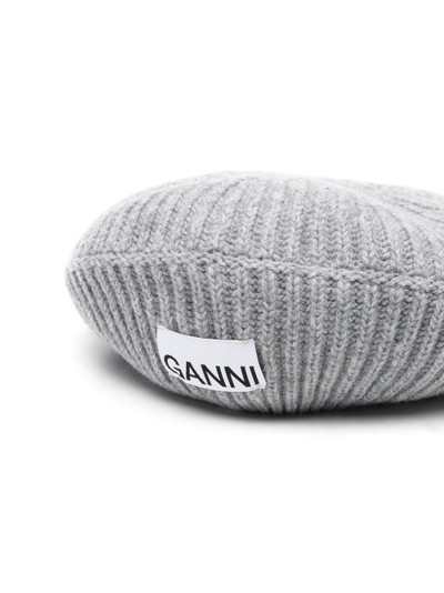 GANNI logo-patch ribbed hat outlook