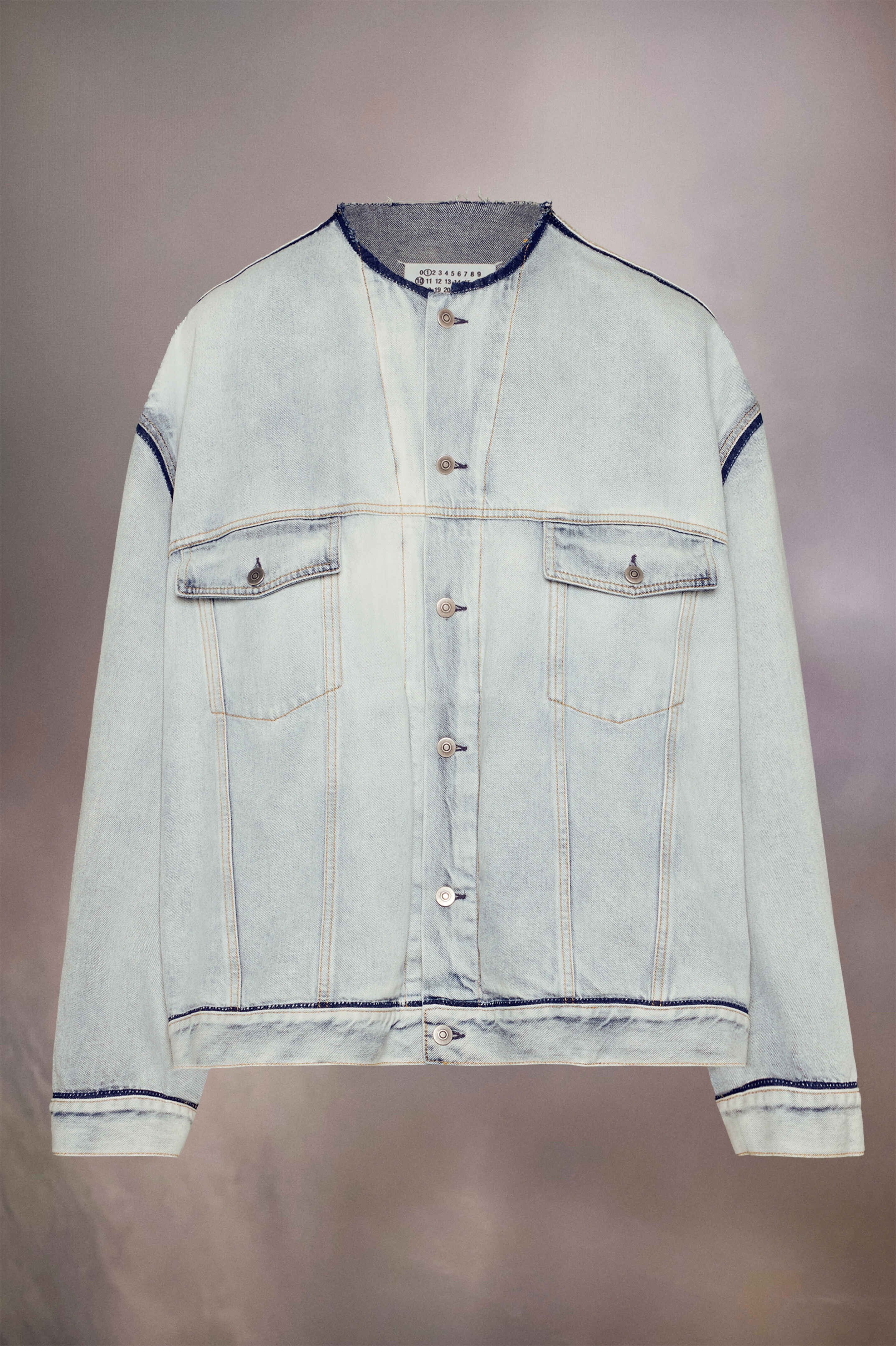 Collarless denim jacket - 2