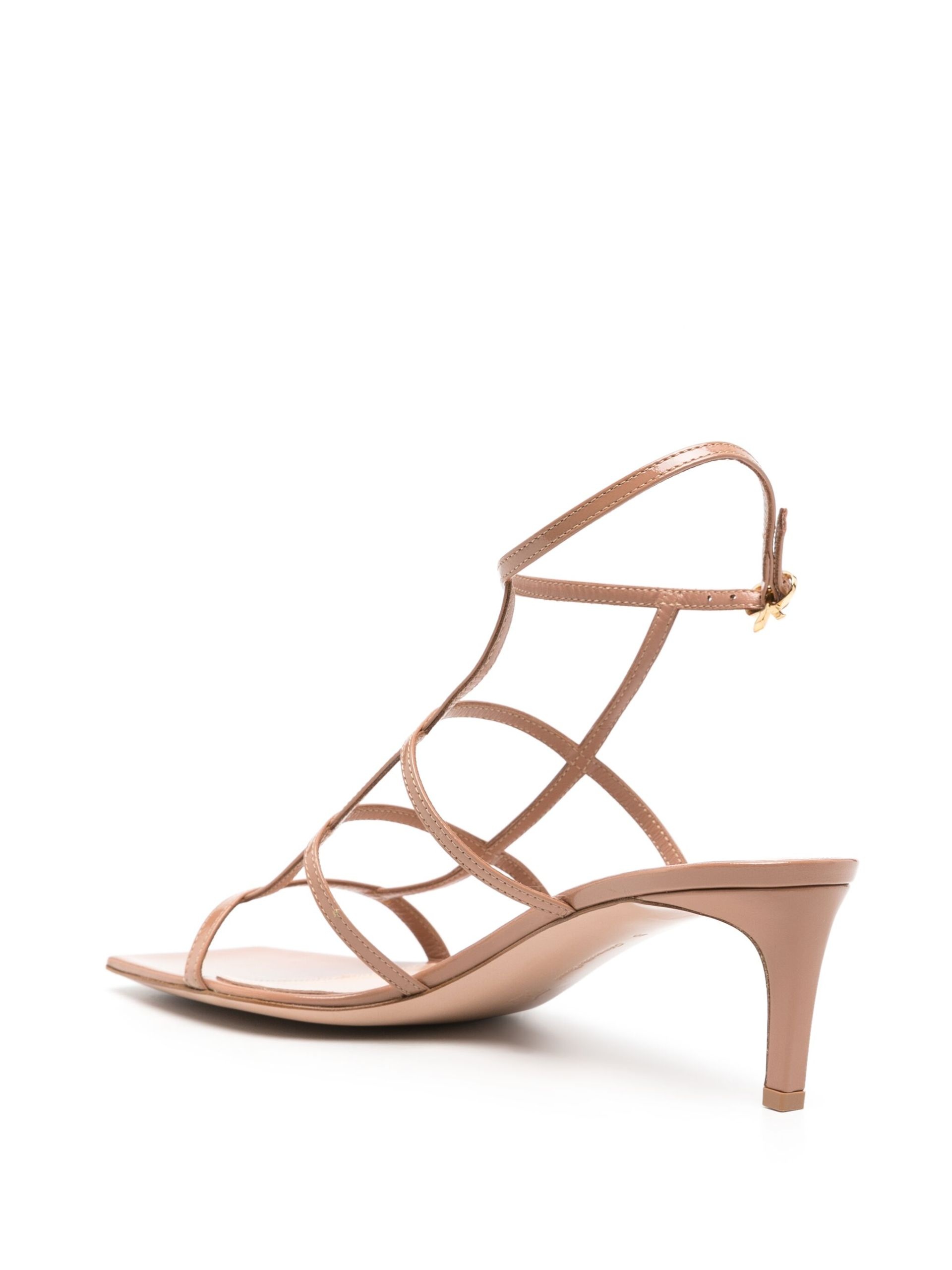 Beige Caged Leather Sandals - 3