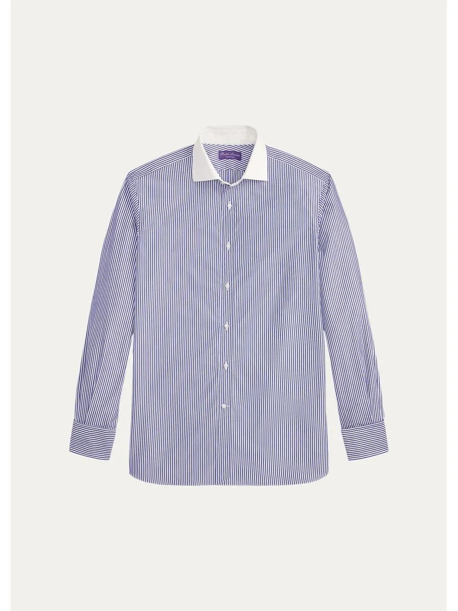 Men's Striped Poplin French Cuff Shirt - 1