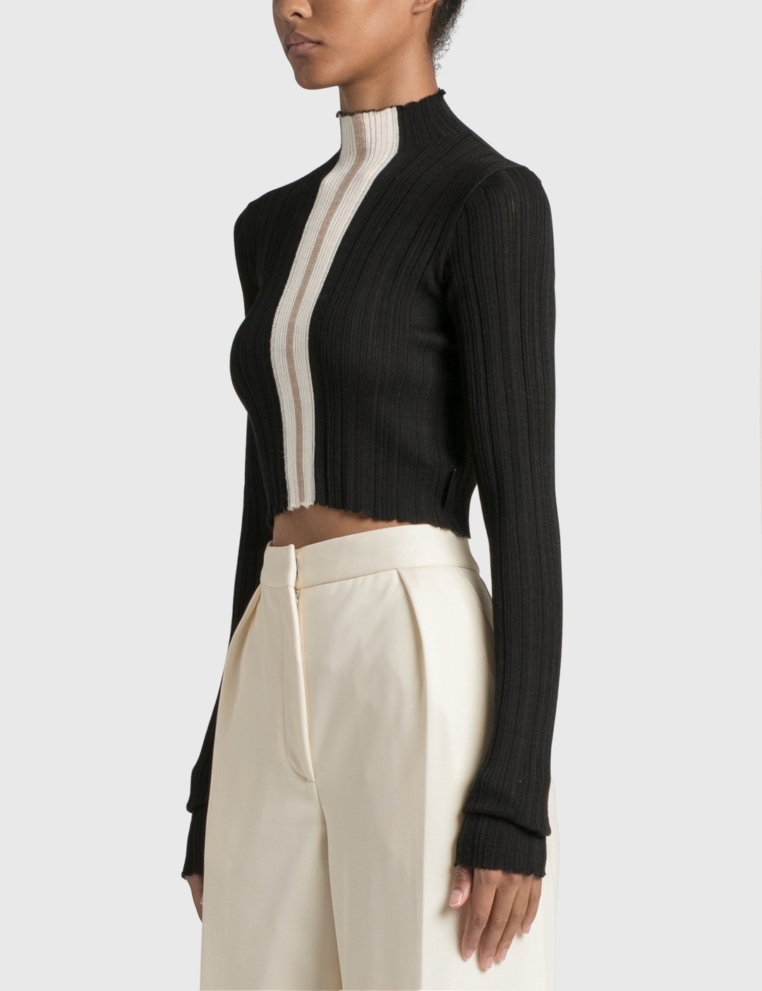 MOCK NECK KNITTED CROP TOP - 2