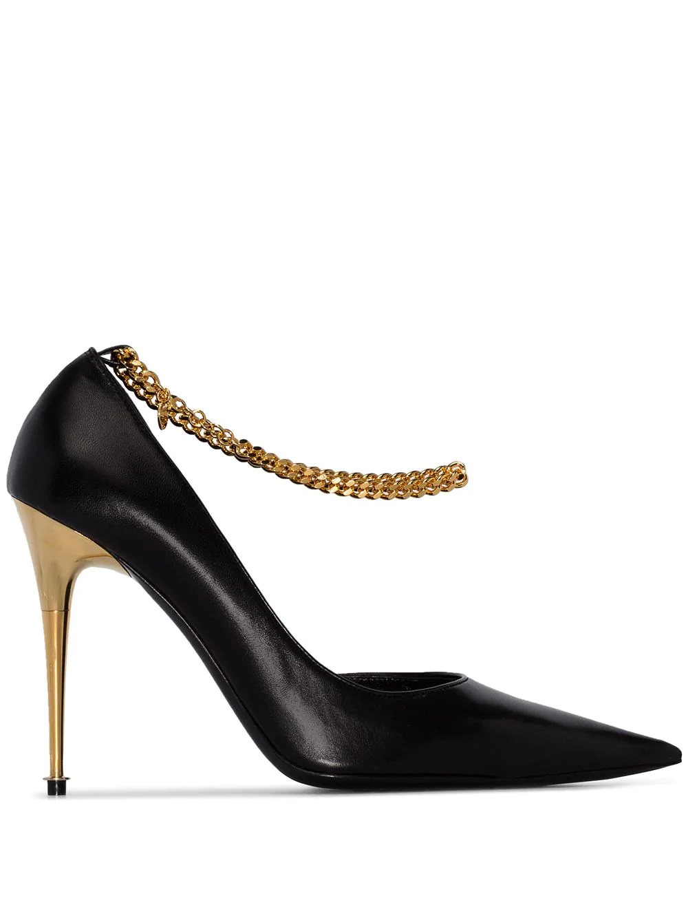 105mm chain-trimmed leather pumps - 1