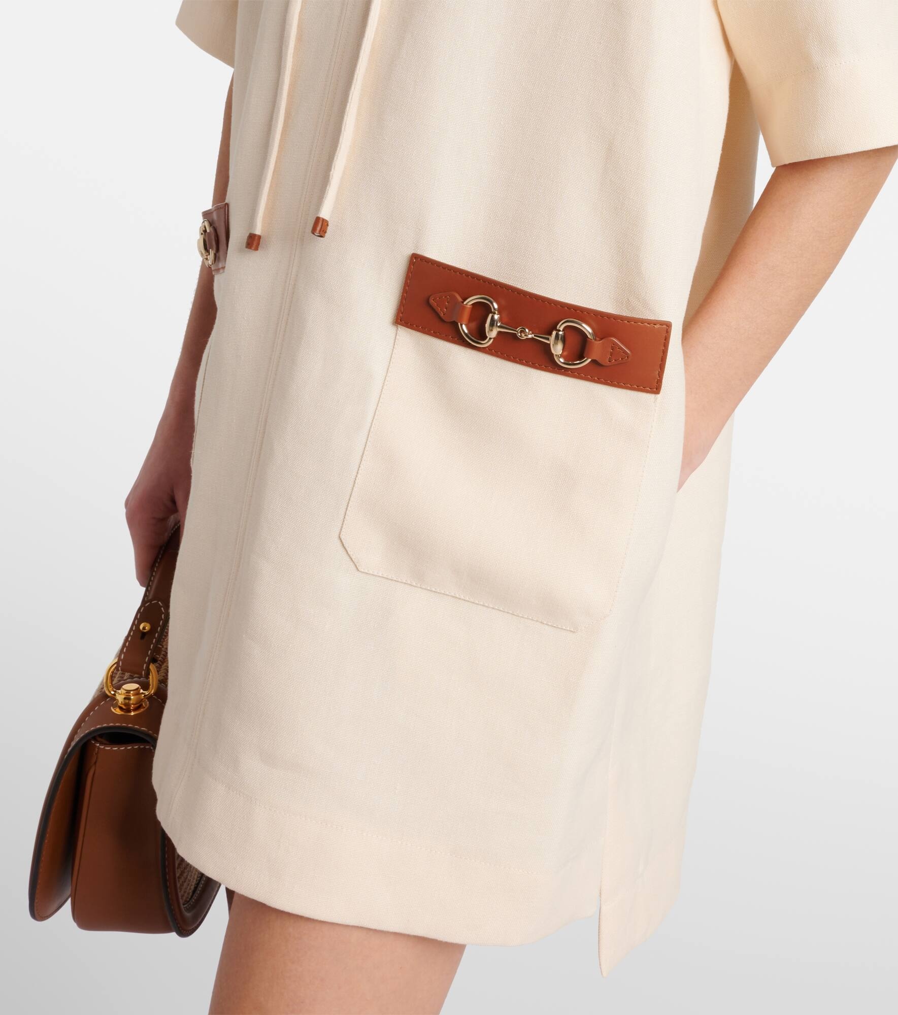 Horsebit linen canvas minidress - 5