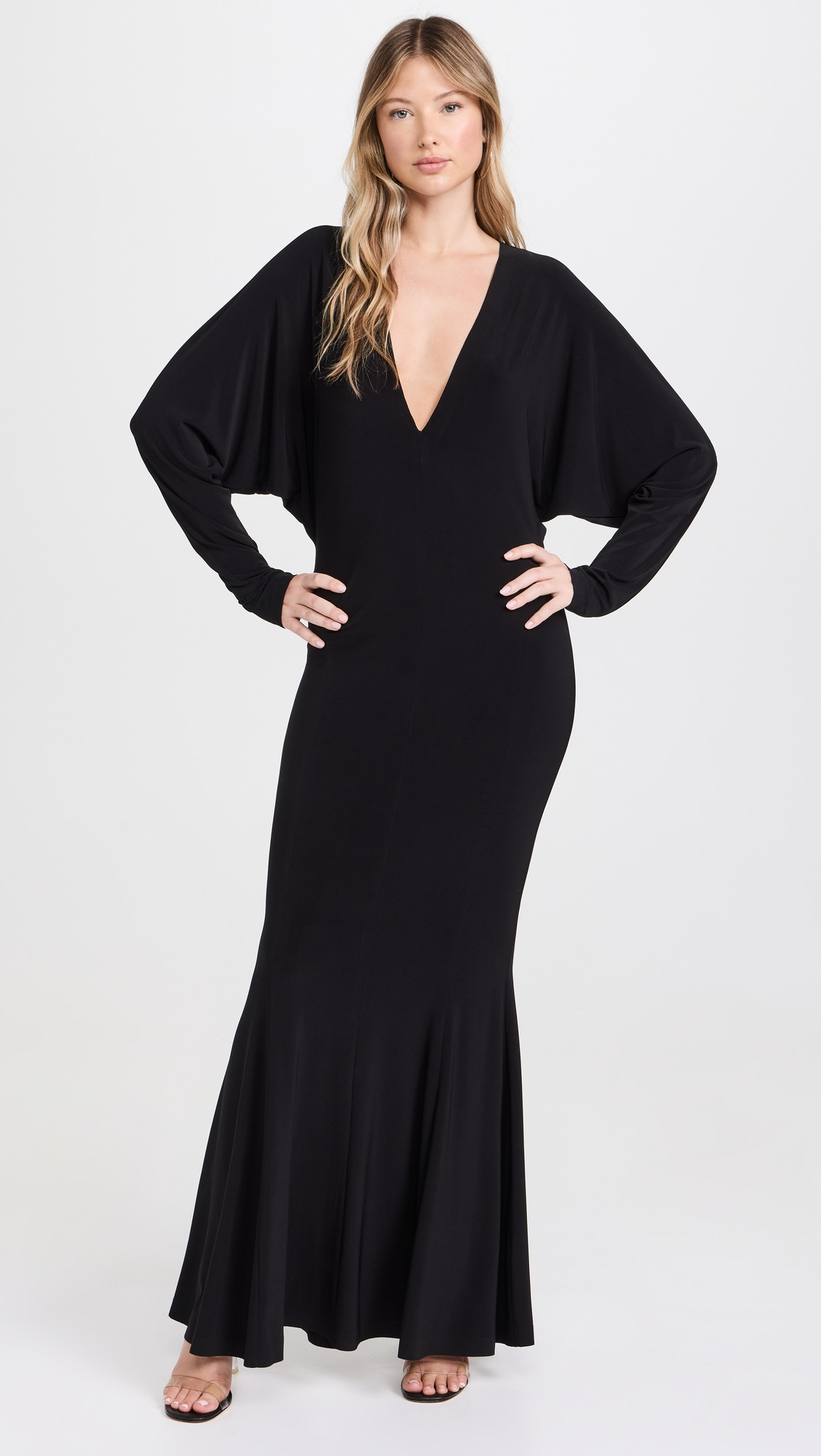 Dolman V Neck Fishtail Gown - 6