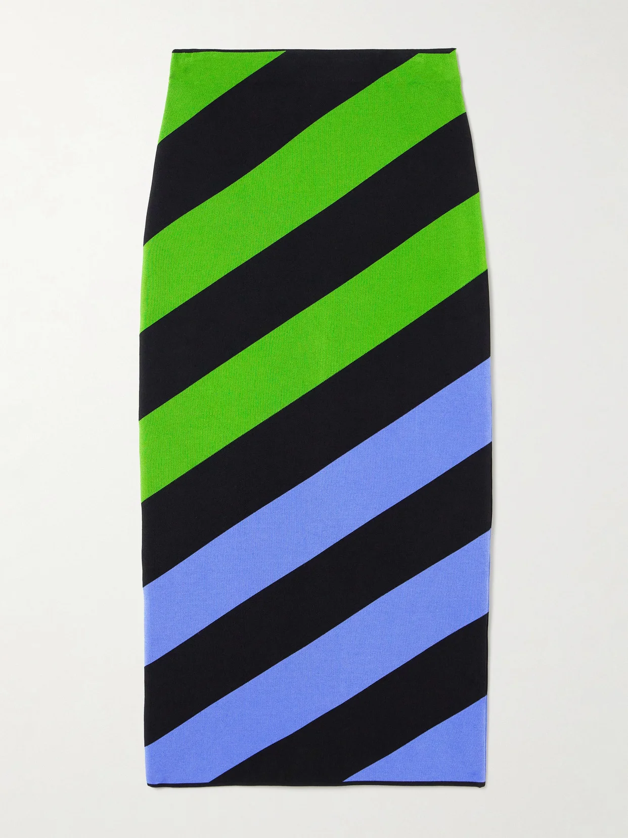 Striped Stretch-knit Midi Skirt - 1